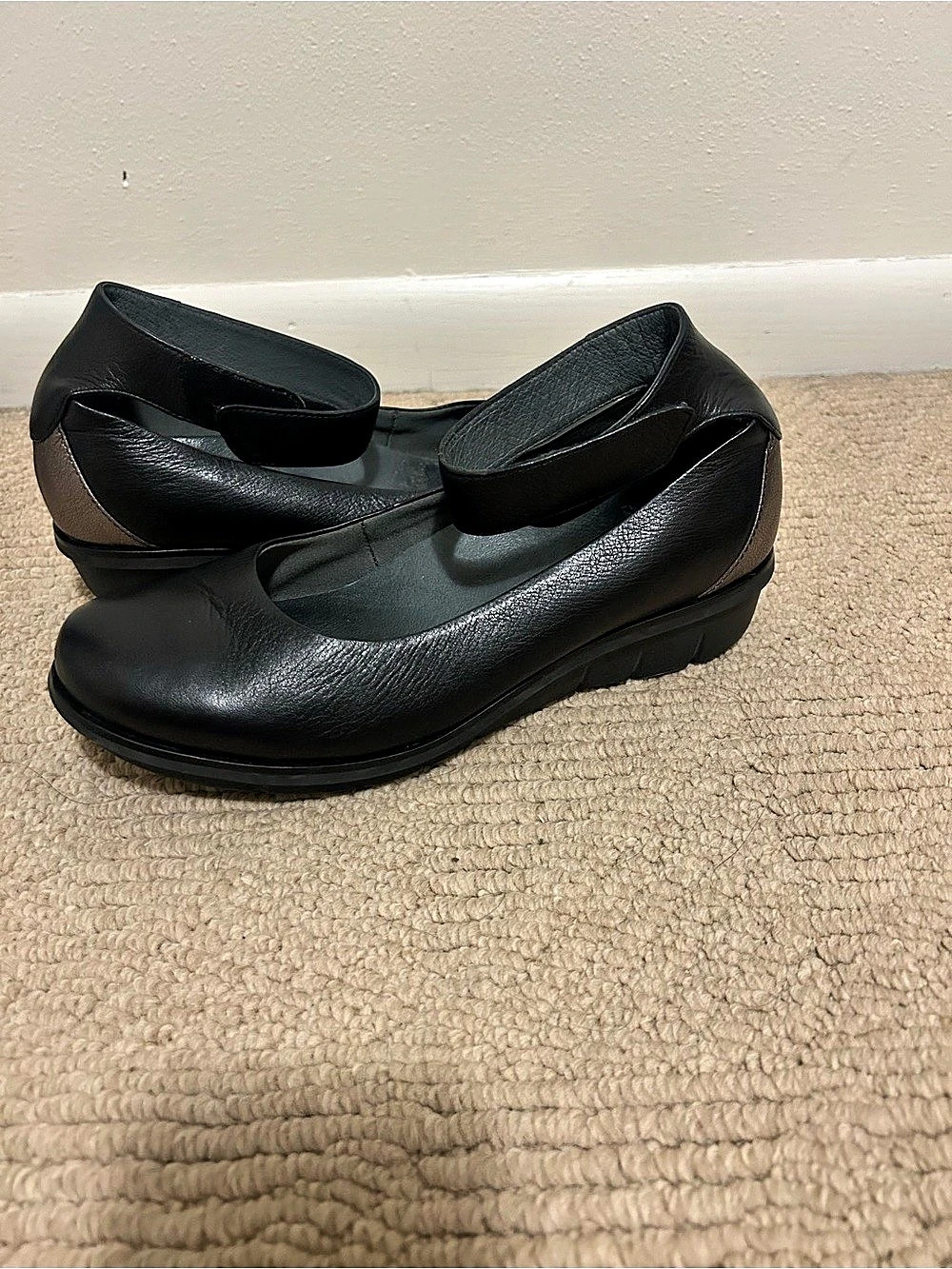 Dansko Mary Jane Wedge Flats in Black & Brown